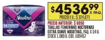 Coto Nosotras toallas femeninas nocturnas extra suave paq. oferta
