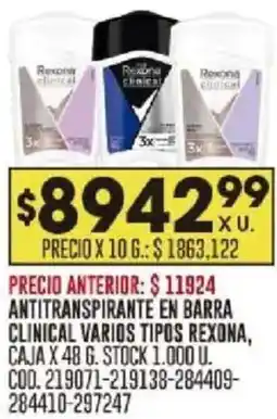 Coto Antitranspirante en barra clinical varios tipos caja oferta