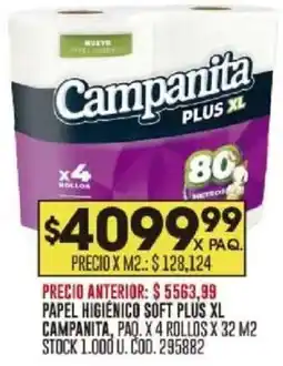 Coto Campanita papel higienico soft plus xl paq. oferta