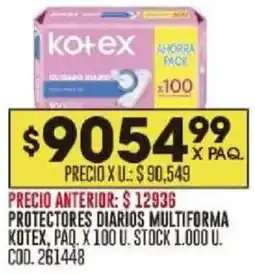 Coto Kotex protectores diarios multiforma paq. oferta