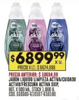 Coto Skip jabón liquido limpieza activa/cuidado activo/frescura activa oferta