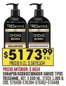 Coto Tresemmé shampoo/acondicionador varios tipos bot. oferta
