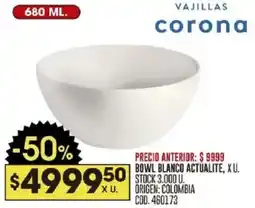 Coto Vajillas corona bowl blanco actualite oferta
