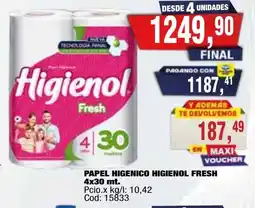 Maxiconsumo Higienol fresh papel higenico oferta