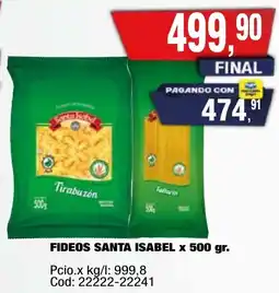 Maxiconsumo Santa isabel tirabuzón fideos oferta