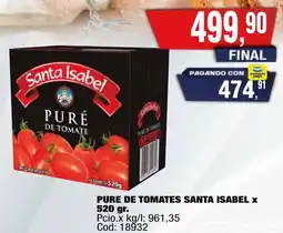 Maxiconsumo Santa isabel pure de tomates oferta