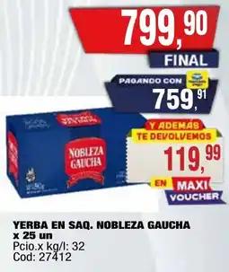 Maxiconsumo Nobleza gaucha yerba en saq. oferta