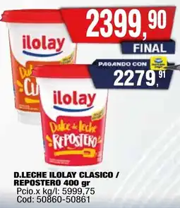 Maxiconsumo Ilolay d.leche clasico / repostero oferta