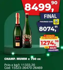 Maxiconsumo Champ. mumm oferta