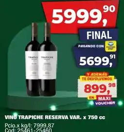 Maxiconsumo Trapiche vino reserva var. oferta