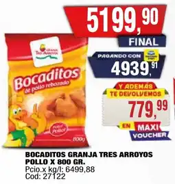 Maxiconsumo Bocaditos granja tres arroyos pollo oferta