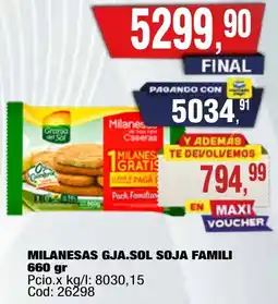 Maxiconsumo Gja.sol milanesas soja famili oferta