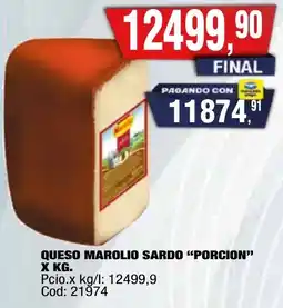 Maxiconsumo Porcion queso marolio sardo oferta