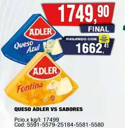 Maxiconsumo Adler queso vs sabores oferta