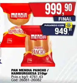 Maxiconsumo Mendia pan pancho / hamburguesa oferta