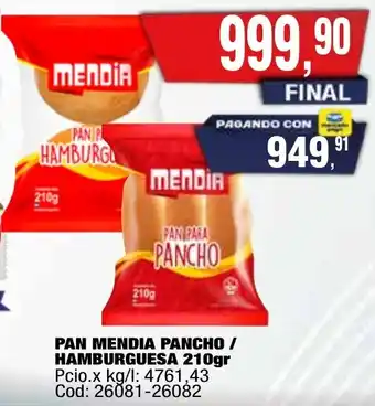 Mendia pan pancho / hamburguesa