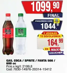 Maxiconsumo Coca / sprite / fanta gas. oferta
