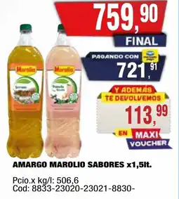 Maxiconsumo Marolio amargo sabores oferta