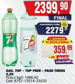 Maxiconsumo 7up - 7up free gas. - paso toros oferta