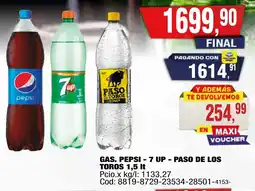 Maxiconsumo Pepsi - 7 up gas. - paso de los toros oferta