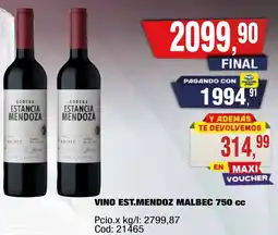 Maxiconsumo Est.mendoz vino malbec oferta