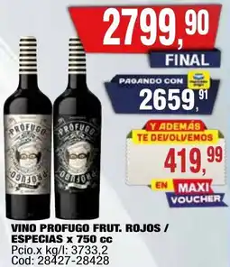 Maxiconsumo Profugo vino frut. rojos / especias oferta