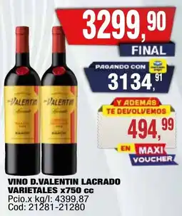 Maxiconsumo D.valentin vino lacrado varietales oferta