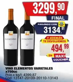 Maxiconsumo Elementos vino varietales oferta