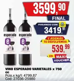 Maxiconsumo Esperado vino varietales oferta
