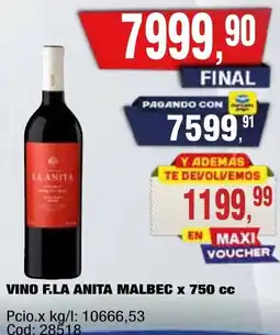 Maxiconsumo F.la anita vino malbec oferta