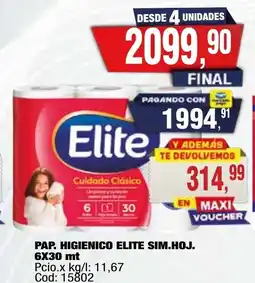 Maxiconsumo Elite pap. higienico sim.hoj. oferta