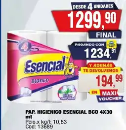 Maxiconsumo Esencial pap. higienico bco oferta