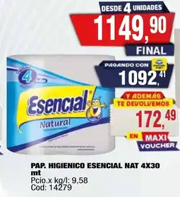 Maxiconsumo Esencial pap. higienico nat oferta