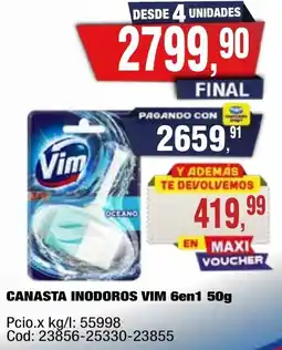 Maxiconsumo Vim canasta inodoros 6 en 1 oferta