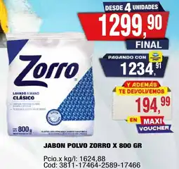 Maxiconsumo Zorro jabon polvo oferta