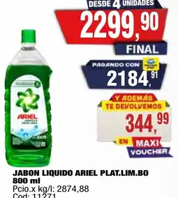 Maxiconsumo Ariel jabon liquido plat.lim.bo oferta