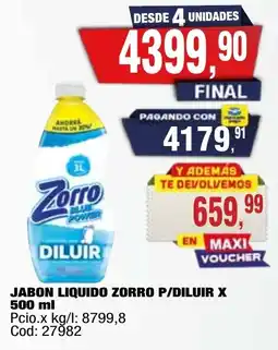 Maxiconsumo Zorro jabon liquido p/diluir oferta