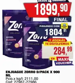 Maxiconsumo Zorro enjuague d/pack oferta