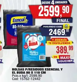 Maxiconsumo Esencial y el buda bolsas p/residuos oferta
