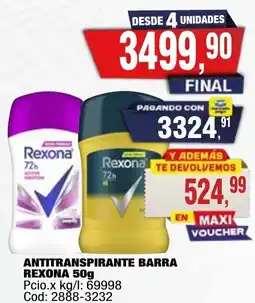 Maxiconsumo Rexona antitranspirante barra oferta