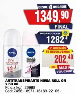 Maxiconsumo Nivea antitranspirante roll on oferta