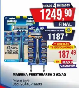 Maxiconsumo Prestobarba 3 maquina az/aq oferta