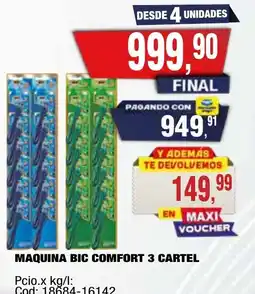 Maxiconsumo Bic maquina comfort 3 cartel oferta