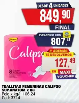 Maxiconsumo Calipso toallitas femeninas sup.anatom oferta