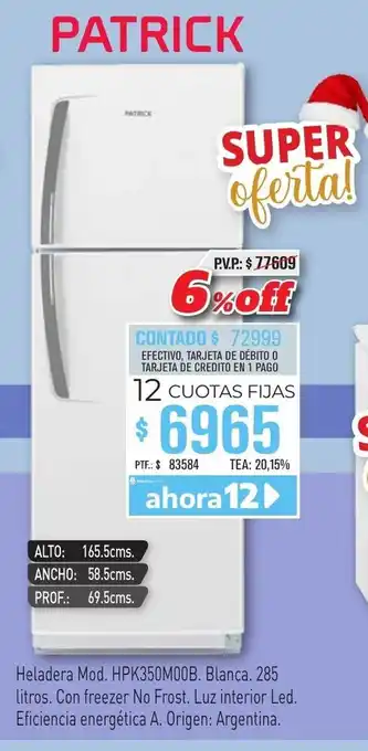 Red del Hogar Heladera HPK350M00B oferta