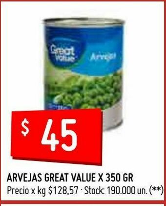 Changomas Arvejas great value x 350 gr oferta