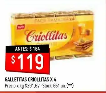Changomas Galletitas criollitas x 4 oferta