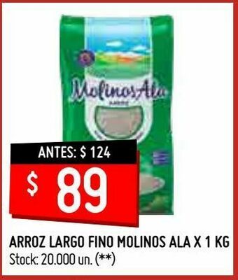 Changomas Arroz largo fino molinos ala x 1 kg oferta