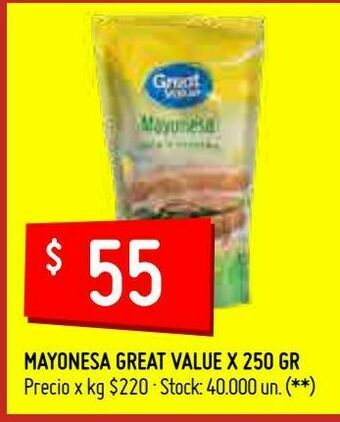 Changomas Mayonesa great value x 250 gr oferta