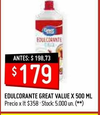 Changomas Edulcorante great value x 500 ml oferta
